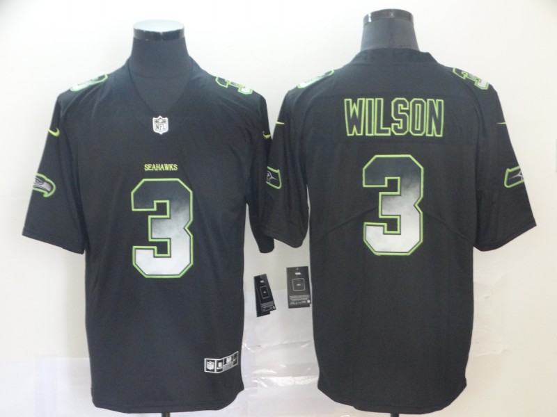 Men's Seattle Seahawks #3 Russell Wilson Black Alternate Jersey